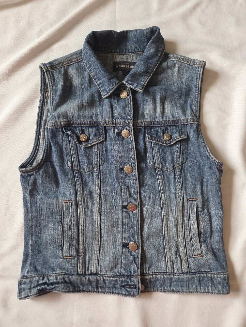 J. Crew Sleeveless Denim Vest in Faded Blue